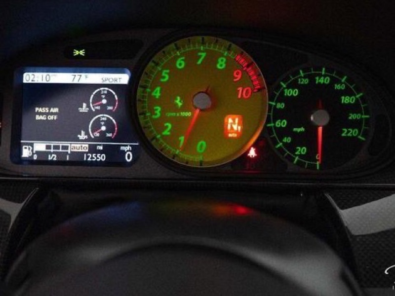The tachometer with an illuminated amber N gear indicator